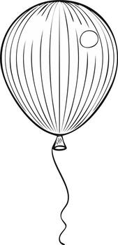 Outline drawing of a single balloon with a string and a highlight detail vector