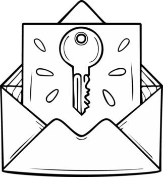 Opened Envelope with a Key inside Symbolizing Access and Communication for New Opportunities vector