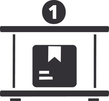 Box on a rack with number one on top represents step one in a sequence vector