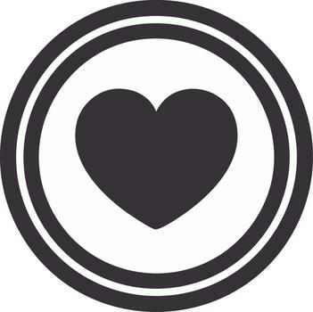 Graphic Heart Icon Symbol Inside Double Circle Frame on White Background vector