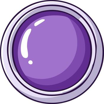 Round Glossy Purple Button with Metallic Trim Simple UI Element vector