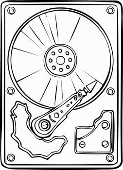 difícil disco conducir contorno dibujo disco almacenamiento medios de comunicación computadora hardware dispositivo ilustración vector