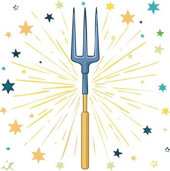 jardinería horca con explotando estrellas y Estallar rayos vector