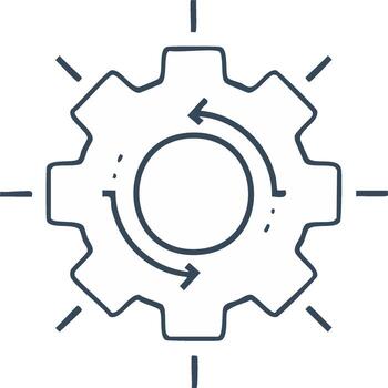 Circular motion inside a gear, symbolizing process, system, or workflow vector
