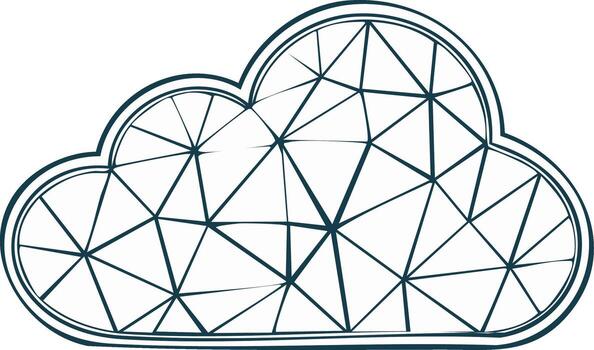 Geometric cloud illustration. Conceptual digital art showing network, modern design, data structure vector