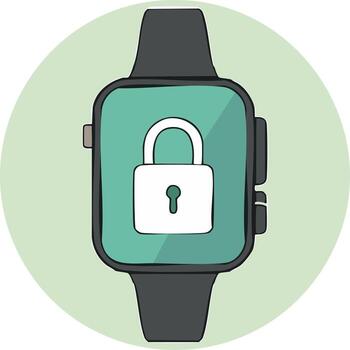reloj inteligente con candado icono muestra datos seguridad cifrado y digital intimidad vector