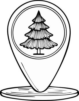 Location Pointer with Pine Tree Icon Navigation Map Symbol vector