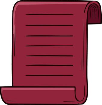 Crimson Scroll with Black Lines and Rolled Edges vector