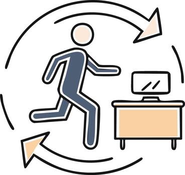 Office Worker Running Back to Desk with Arrow Cycle Loop Icon vector