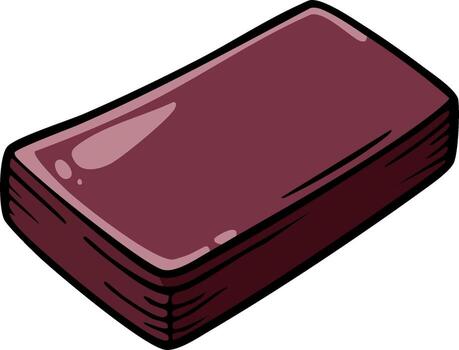 Rectangular block of red-brown color, cartoon style, with outlines and highlights vector