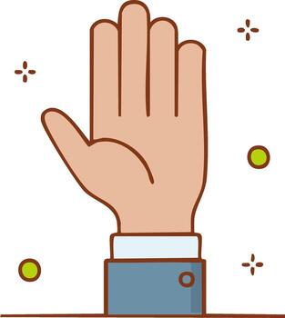 Flat design clean hand icon showing stop gesture or high five with abstract glow vector