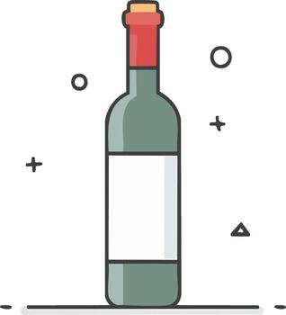 Minimalist Illustration of a Wine Bottle with Blank Label and Abstract Geometric Shapes vector
