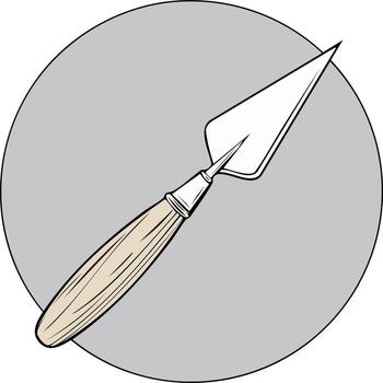 Illustration of a Pointing Trowel Tool Used for Bricklaying and Plastering with a Round Frame vector
