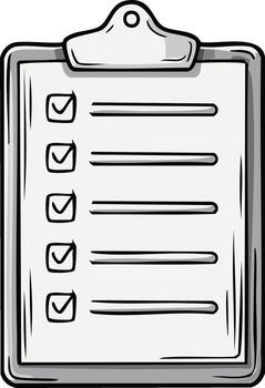 Clipboard with checklist and checkmarks, simple drawing of an office tool vector