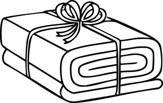 Two folded blankets tied with a ribbon bow and string vector