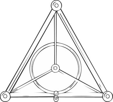 mágico geométrico símbolo de poder con triángulo circulo y línea en un minimalista diseño vector