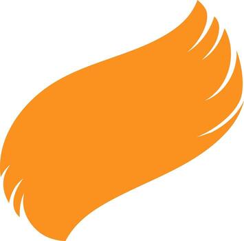 Vibrant orange abstract graphic element with fluid curves and dynamic feather details vector