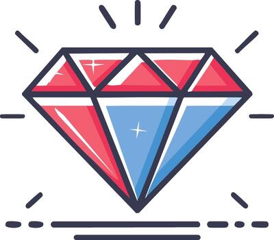 Stylized Diamond with Radiating Lines and Two-Tone Color Scheme vector