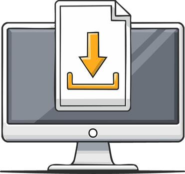 Computer Screen Displaying Download Arrow File Transfer Digital Technology vector