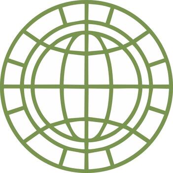 Outline of a globe in green, representing international relations and global communication vector