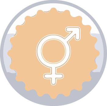 Unified gender symbols icon representing diversity and identity in a circular badge design vector