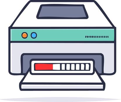 Illustration of a printer with a progress bar indicating printing in progress vector