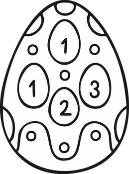 Outlined Easter egg with numbers and patterns for children's educational activities vector