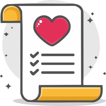 A heart on a paper with a checklist vector