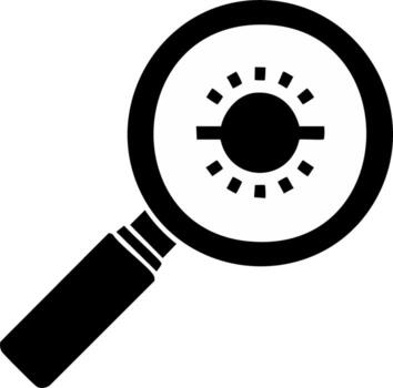 Magnifying Glass Icon Symbolizing Search Focus and Display Brightness Control Adjustment vector