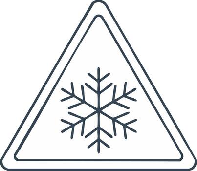 Warning Sign with Snowflake Symbol Indicates Low Temperatures and Cold Weather Conditions vector