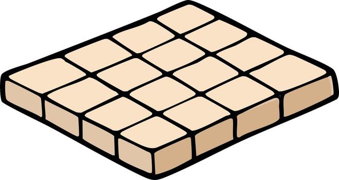 Simple isometric drawing of a wafer with square segments and dark outlines vector