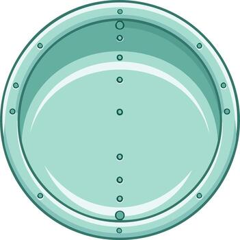 Illustration of a metallic round shape with rivets and a gradient design, circular form vector