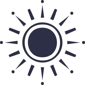 Minimalist sun icon with decorative rays. Bohemian style celestial symbol, modern graphic design element vector