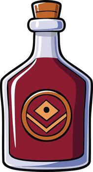 Cartoon style illustration of a potion bottle with a cork vector