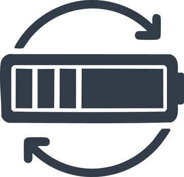 Battery Recharging Icon with Circular Arrows for Renewable Energy and Power Cycle vector