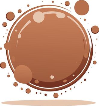Abstract brown liquid splash with dynamic flying droplets and circular elements vector