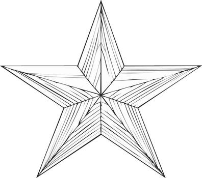 Line art illustration of a five-pointed star with internal lines vector