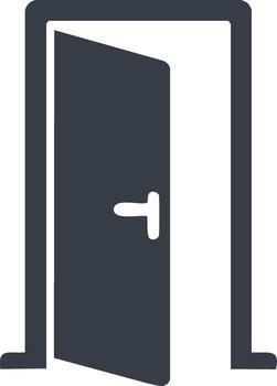 Open door icon with handle leading to bright space, symbolic of opportunity and new beginnings vector