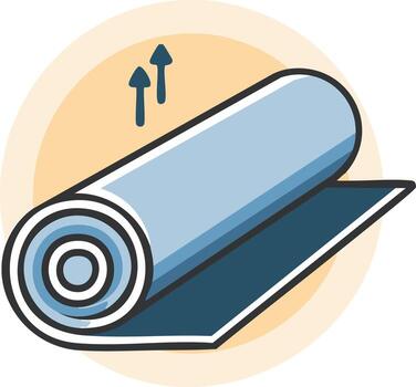 Illustrated Roll of Material with Directional Arrows and Abstract Graphic Style vector