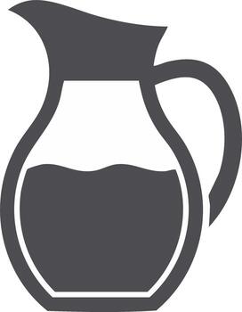 Minimalist Illustration of a Water Pitcher with Handle and Curved Spout Filled with Liquid vector