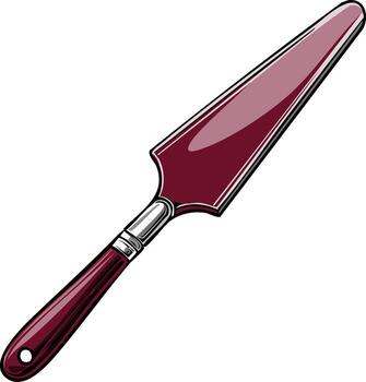 A classic deep red cake server with a polished metallic handle and a hole for hanging vector