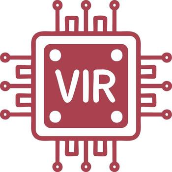 Computer Chip with VIR Initials Red Icon vector