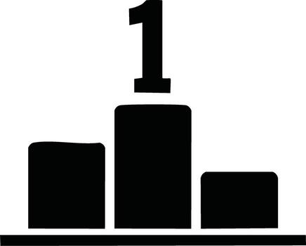 Simple Black Silhouette of Winner Podium with Number One Display vector