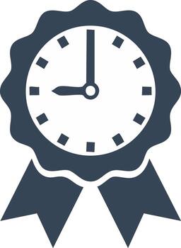 Time award icon with clock and ribbon for punctuality and timely service vector