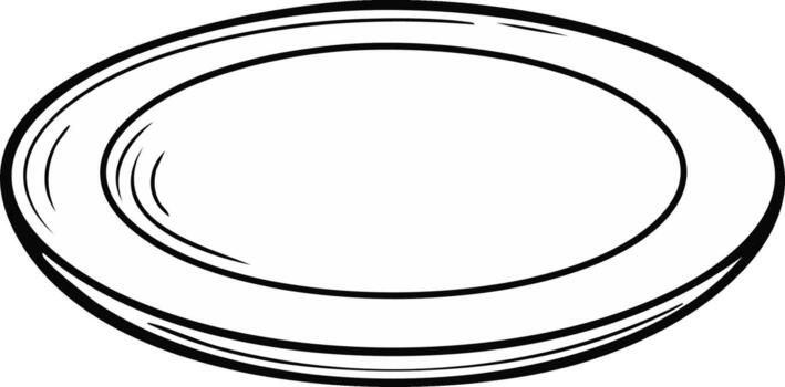 Graphic Style Outline Illustration of an Empty Plate Dishware vector