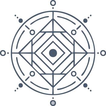 Mystical sacred geometry symbol with abstract shapes modern minimalist line art vector