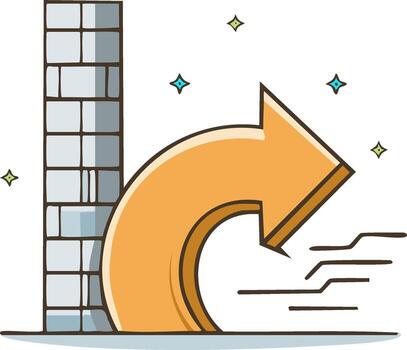 Overcoming obstacles with a bold arrow and forward motion leading to success and progress vector