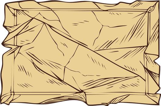 Hand Drawn Crumpled Paper Texture with Border and Folds vector