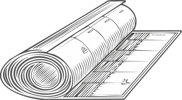 Architectural blueprint sketch construction plan building project rolled open vector