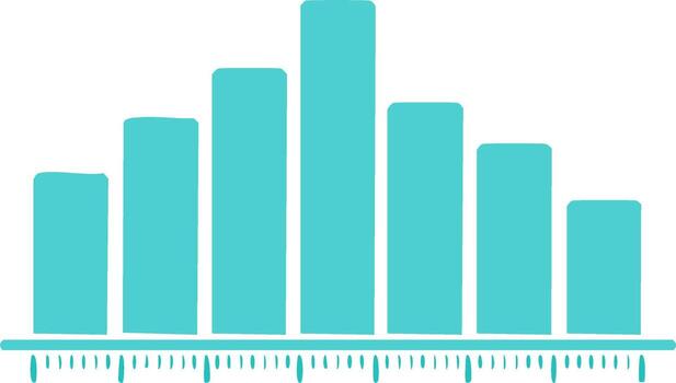 Teal bar chart illustration for data visualization and statistical analysis vector